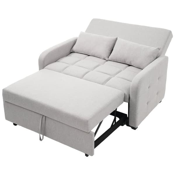 Foldesofa 127x75x94 cm - Justerbart ryglæn - Med 2 hynder - Lysegrå