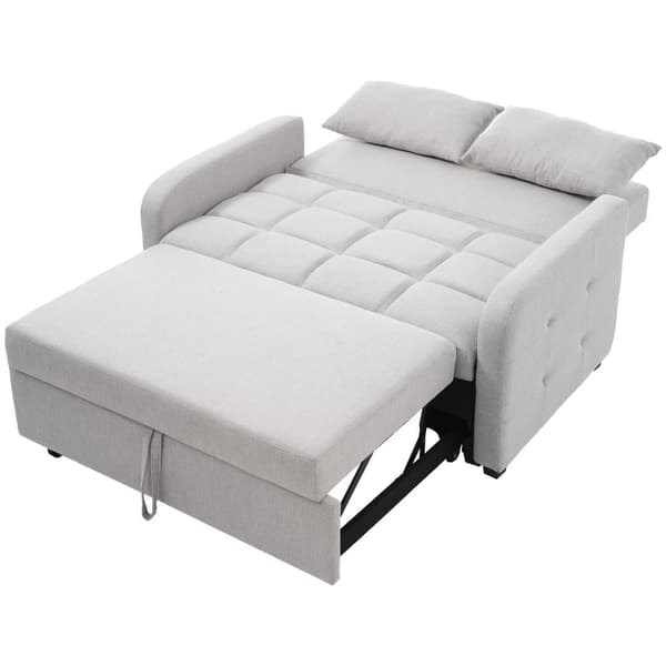 Foldesofa 127x75x94 cm - Justerbart ryglæn - Med 2 hynder - Lysegrå