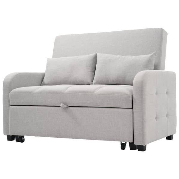 Foldesofa 127x75x94 cm - Justerbart ryglæn - Med 2 hynder - Lysegrå