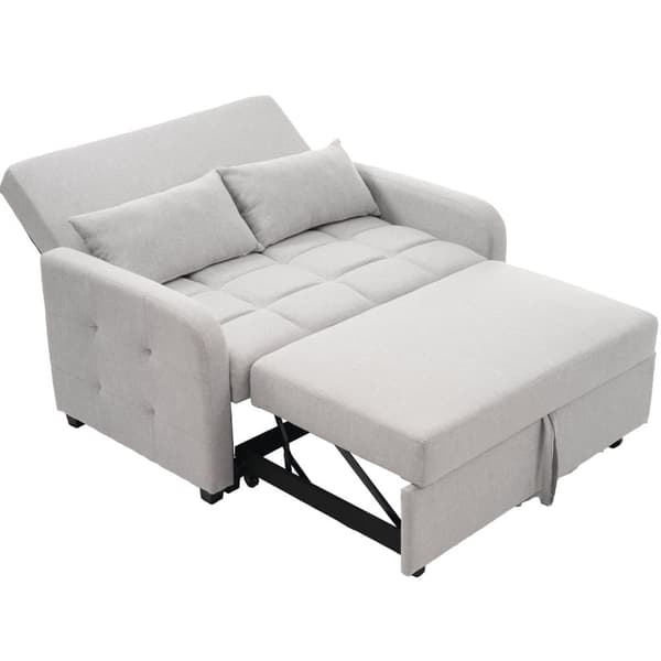 Foldesofa 127x75x94 cm - Justerbart ryglæn - Med 2 hynder - Lysegrå