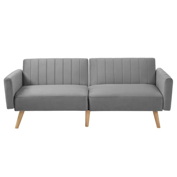 2-in-1 Sohva 178x75x68 cm - Taitettava selkänoja - Sametti - Tummanharmaa