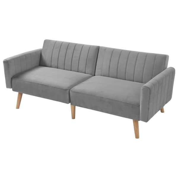 2-in-1 Sohva 178x75x68 cm - Taitettava selkänoja - Sametti - Tummanharmaa