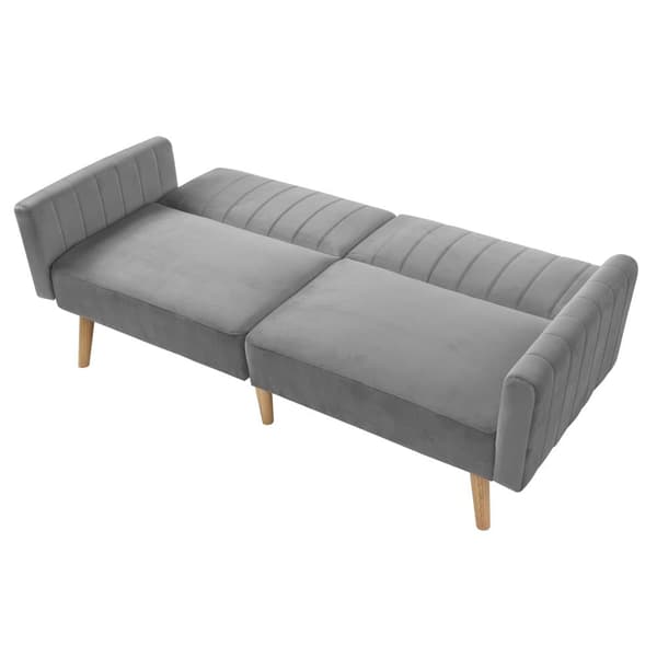 2-in-1 Sohva 178x75x68 cm - Taitettava selkänoja - Sametti - Tummanharmaa