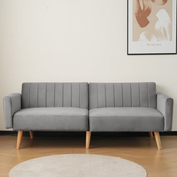 2-in-1 Sohva 178x75x68 cm - Taitettava selkänoja - Sametti - Tummanharmaa