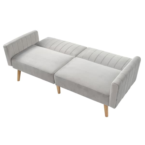 2-i-1 Sofa 178x75x68 cm - Sammenklappeligt ryglæn - Fløjl - Lysegrå