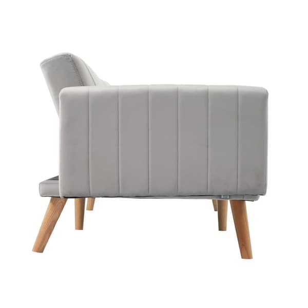 2-i-1 Sofa 178x75x68 cm - Sammenklappeligt ryglæn - Fløjl - Lysegrå