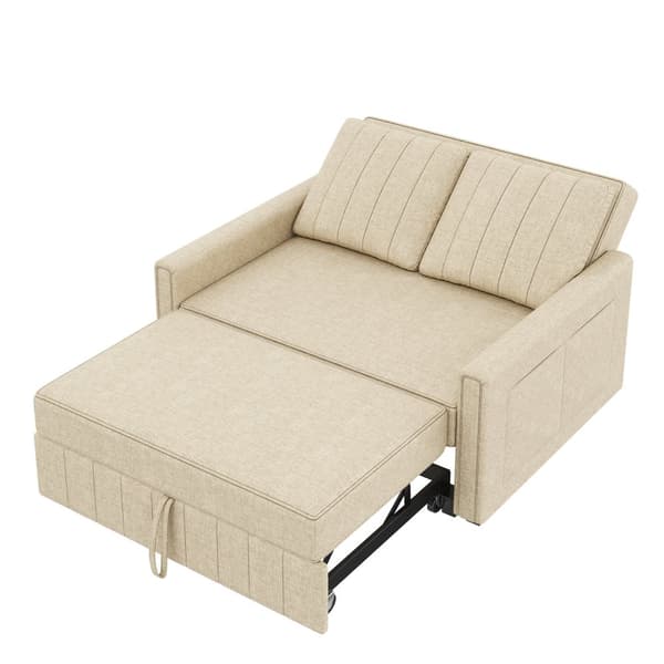 Multifunktionelt sammenklappeligt sofasæt - med sovefunktion - inkl. 2 hynder - justerbart ryglæn - opbevaringsrum - beige