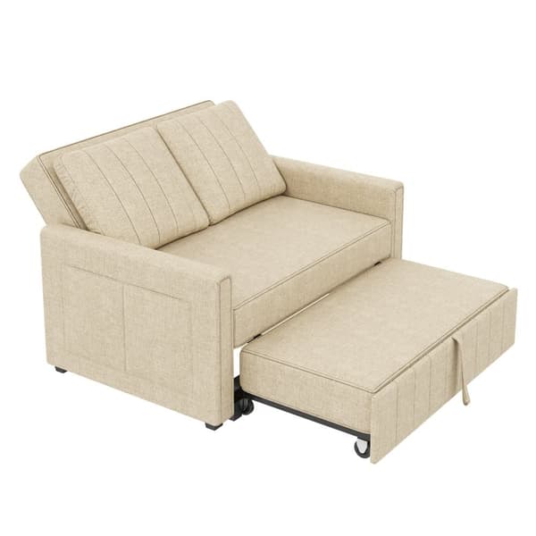 Multifunktionelt sammenklappeligt sofasæt - med sovefunktion - inkl. 2 hynder - justerbart ryglæn - opbevaringsrum - beige