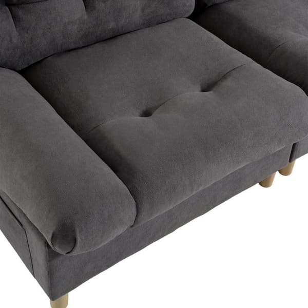 Cloud sofa luksus - Velour stof - Med stort sæde + ryglæn - Grå