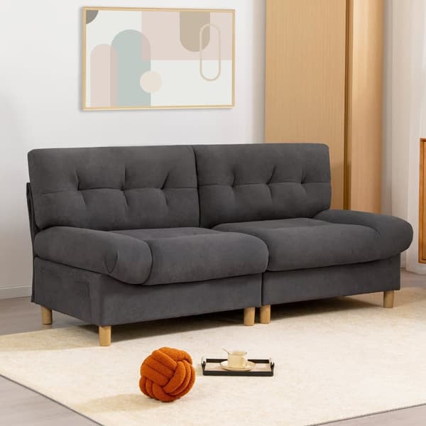 Cloud sofa luksus - Velour stof - Med stort sæde + ryglæn - Grå