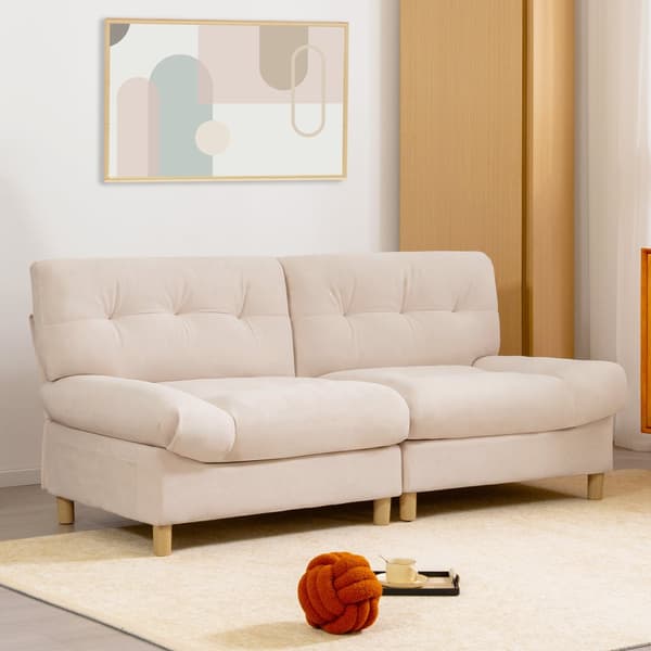 Pilvisohva ylellisyyttä - Samettikangas - Isolla istuimella + selkänojalla - beige