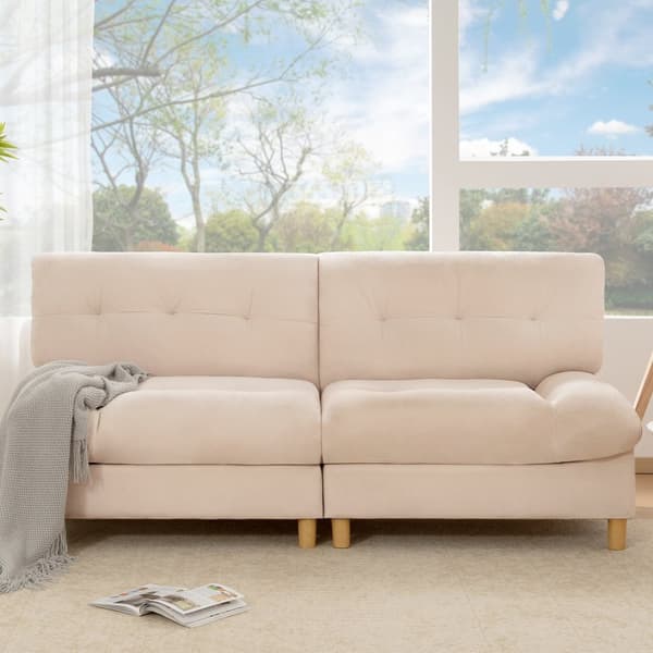 Pilvisohva ylellisyyttä - Samettikangas - Isolla istuimella + selkänojalla - beige