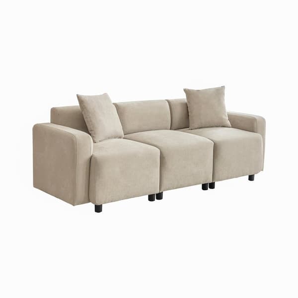 3-sits soffa i chenilletyg med 2 kuddar - Sovyta 211 cm - Beige