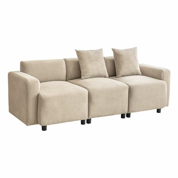 3-sits soffa i chenilletyg med 2 kuddar - Sovyta 211 cm - Beige