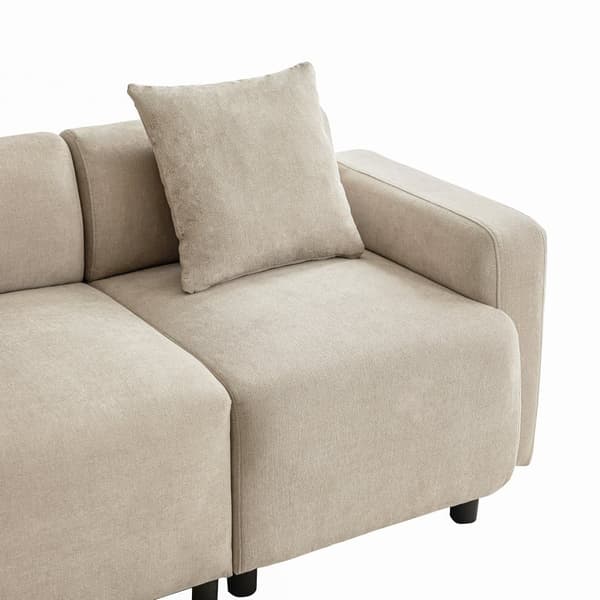 3-sits soffa i chenilletyg med 2 kuddar - Sovyta 211 cm - Beige