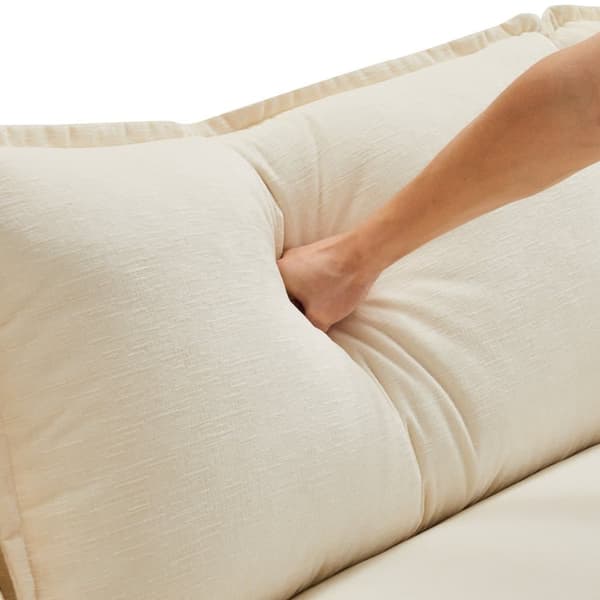 3-sits hörnsoffa i chenille - med modulärt fotstöd - Beige