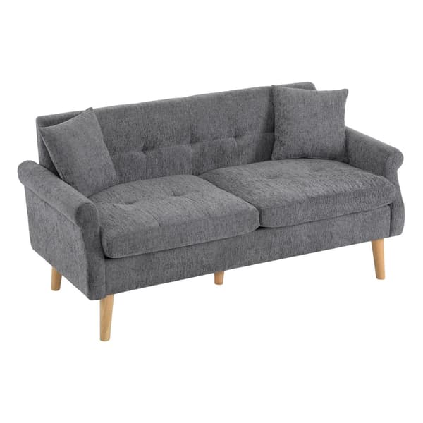 2-sitssoffa med chenilleklädsel - 162 x 74 x 77 cm - Grå