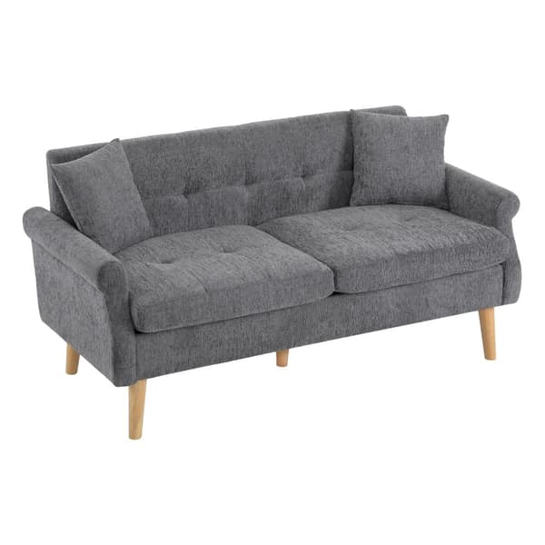 2-sitssoffa med chenilleklädsel - 162 x 74 x 77 cm - Grå