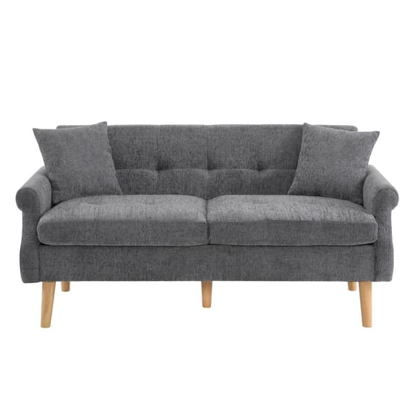 2-sitssoffa med chenilleklädsel - 162 x 74 x 77 cm - Grå