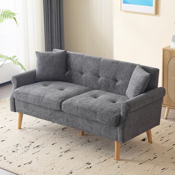 2-sitssoffa med chenilleklädsel - 162 x 74 x 77 cm - Grå