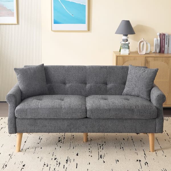 2-sitssoffa med chenilleklädsel - 162 x 74 x 77 cm - Grå