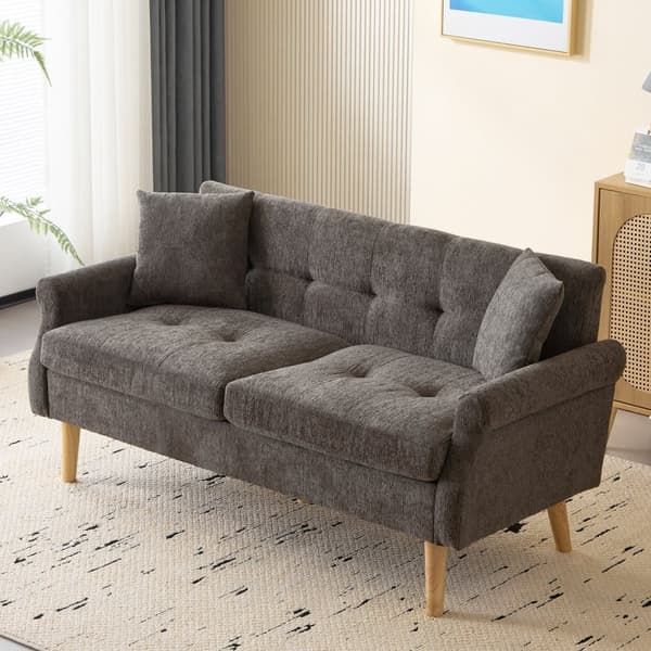 2-sitssoffa med chenilleklädsel - 162 x 74 x 77 cm - Taupe