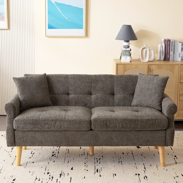 2-sitssoffa med chenilleklädsel - 162 x 74 x 77 cm - Taupe