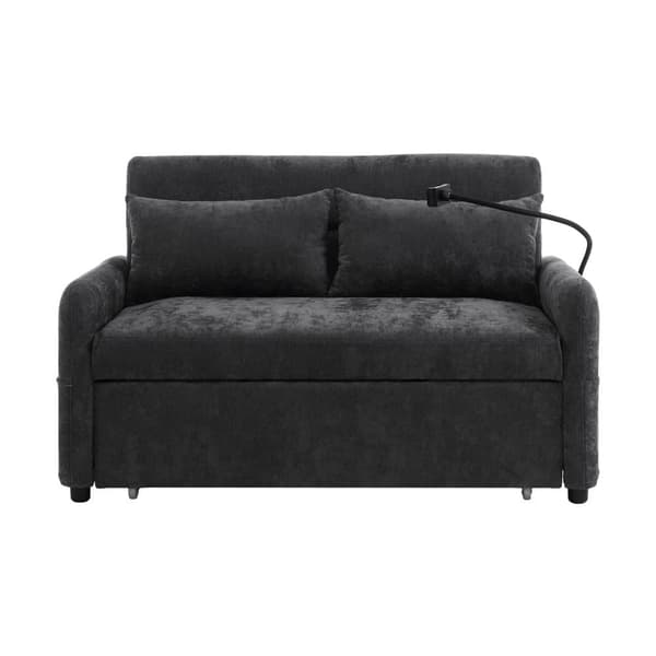 Cabriolet-soffa i chenilletyg med flera vinklar - 2 platser - med telefonhållare och USB-portar - grå