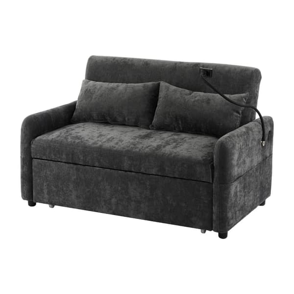 Cabriolet-soffa i chenilletyg med flera vinklar - 2 platser - med telefonhållare och USB-portar - grå