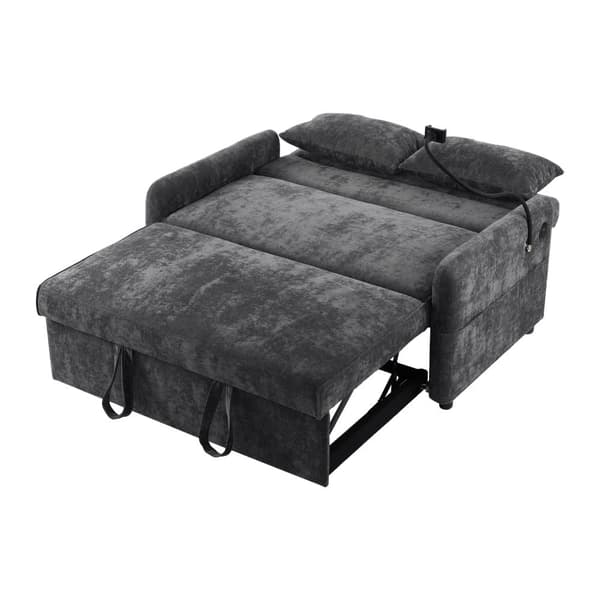 Cabriolet-soffa i chenilletyg med flera vinklar - 2 platser - med telefonhållare och USB-portar - grå