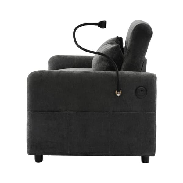 Cabriolet-soffa i chenilletyg med flera vinklar - 2 platser - med telefonhållare och USB-portar - grå