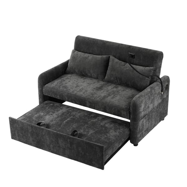 Cabriolet-soffa i chenilletyg med flera vinklar - 2 platser - med telefonhållare och USB-portar - grå