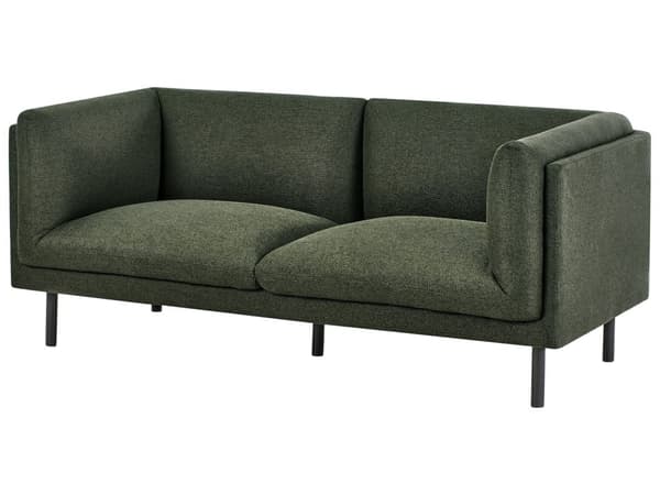 2-seters Sofa Grønt Polyester Stoff Tre Svarte Ben Polstrede Stuemøbler