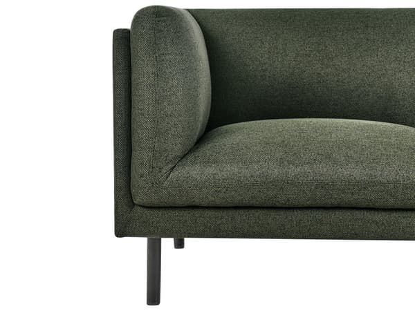 2-seters Sofa Grønt Polyester Stoff Tre Svarte Ben Polstrede Stuemøbler