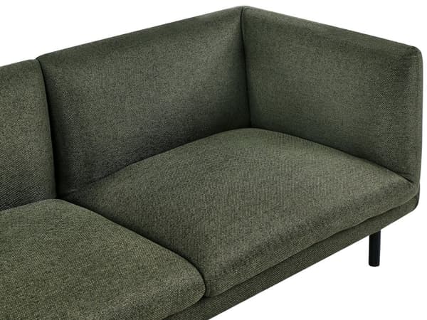2-seters Sofa Grønt Polyester Stoff Tre Svarte Ben Polstrede Stuemøbler