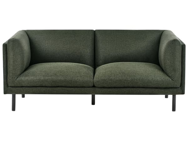2-seters Sofa Grønt Polyester Stoff Tre Svarte Ben Polstrede Stuemøbler