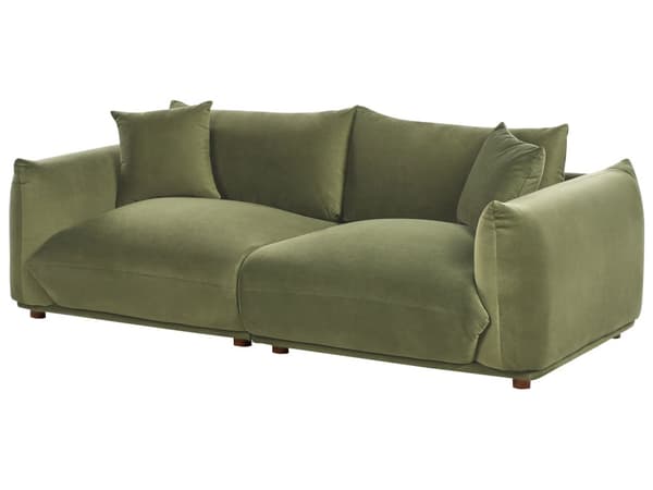5-seters sofagruppe Grønn Fløyel 3-seters sofa 2 lenestoler Ben i tre Pynteputer Moderne og skandinavisk stil Stue