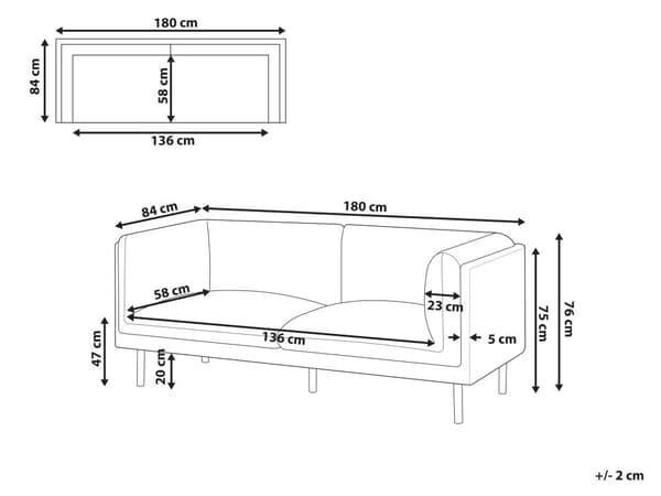 2-seters Sofa Off-White og Brunt Polyester Stoff og Kunstskinn Tre Svarte Ben Polstrede Stuemøbler