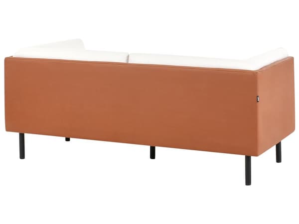 2-seters Sofa Off-White og Brunt Polyester Stoff og Kunstskinn Tre Svarte Ben Polstrede Stuemøbler