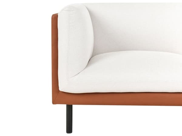 2-seters Sofa Off-White og Brunt Polyester Stoff og Kunstskinn Tre Svarte Ben Polstrede Stuemøbler