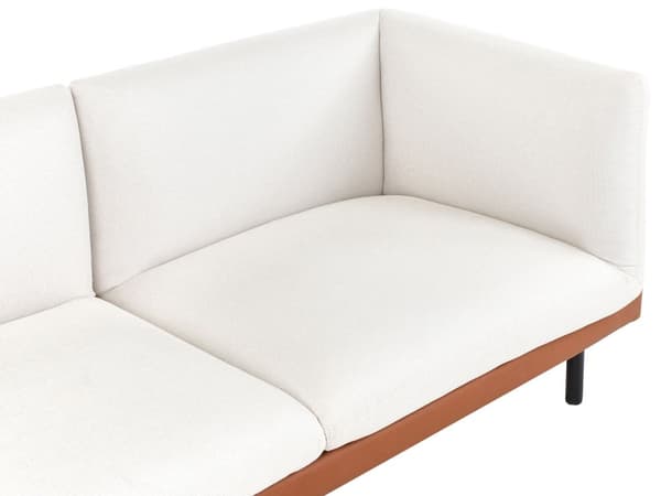 2-seters Sofa Off-White og Brunt Polyester Stoff og Kunstskinn Tre Svarte Ben Polstrede Stuemøbler