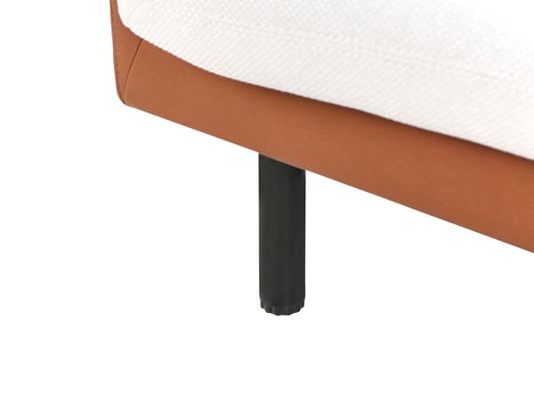 2-seters Sofa Off-White og Brunt Polyester Stoff og Kunstskinn Tre Svarte Ben Polstrede Stuemøbler