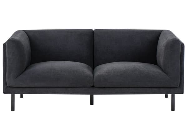 2-seters Sofa Svart Polyester Stoff Tre Svarte Ben Polstrede Stuemøbler