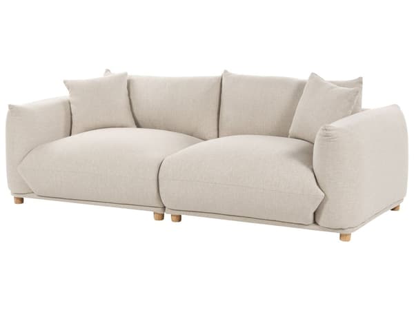 5-seters sofagruppe Lys beige Stoff 3-seters sofa 2 lenestoler Ben i tre Pynteputer Moderne og skandinavisk stil Stue