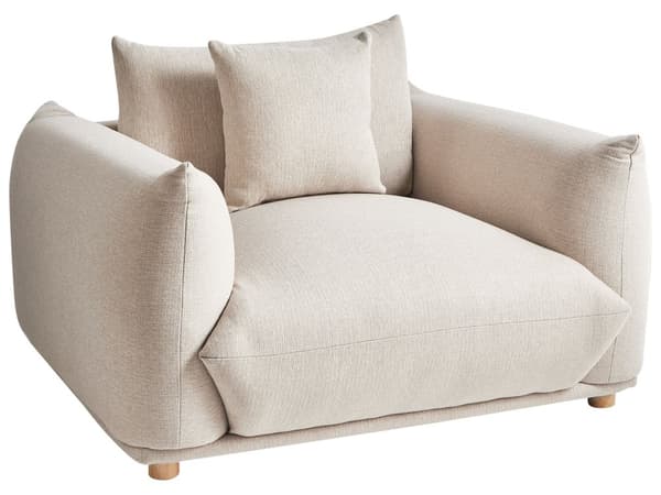 5-seters sofagruppe Lys beige Stoff 3-seters sofa 2 lenestoler Ben i tre Pynteputer Moderne og skandinavisk stil Stue