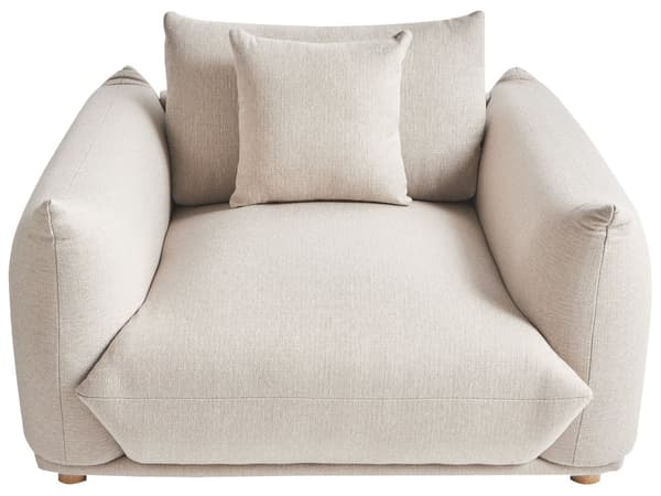 5-seters sofagruppe Lys beige Stoff 3-seters sofa 2 lenestoler Ben i tre Pynteputer Moderne og skandinavisk stil Stue