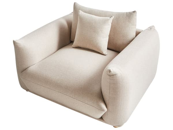 5-seters sofagruppe Lys beige Stoff 3-seters sofa 2 lenestoler Ben i tre Pynteputer Moderne og skandinavisk stil Stue