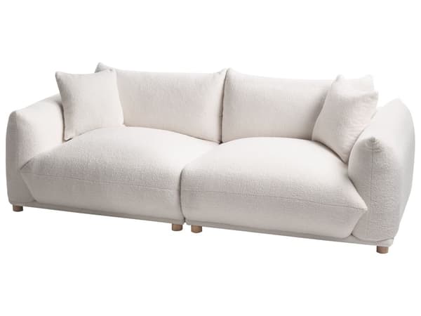 5-seters sofagruppe Off-white Bouclé 3-seters sofa 2 lenestoler Ben i tre Pynteputer Moderne og skandinavisk stil Stue