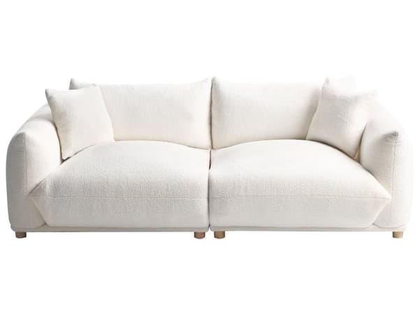 5-seters sofagruppe Off-white Bouclé 3-seters sofa 2 lenestoler Ben i tre Pynteputer Moderne og skandinavisk stil Stue