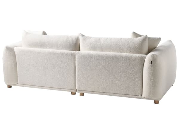 5-seters sofagruppe Off-white Bouclé 3-seters sofa 2 lenestoler Ben i tre Pynteputer Moderne og skandinavisk stil Stue